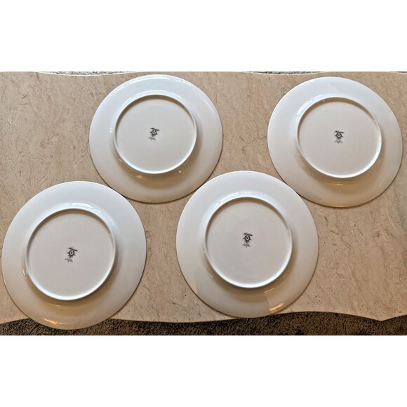 Noritake Jenna 3760 Dinner Plates Set of 4 Pink/Green Bands Pastel Flowers VTG - Picture 4 of 6